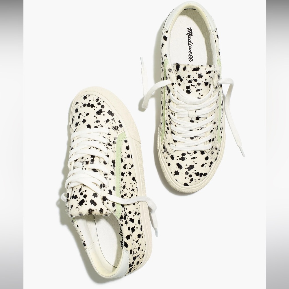 NWT- Madewell- Sidewalk Low-Top Sneakers in Spatter-Painted Calf Hair Size 8